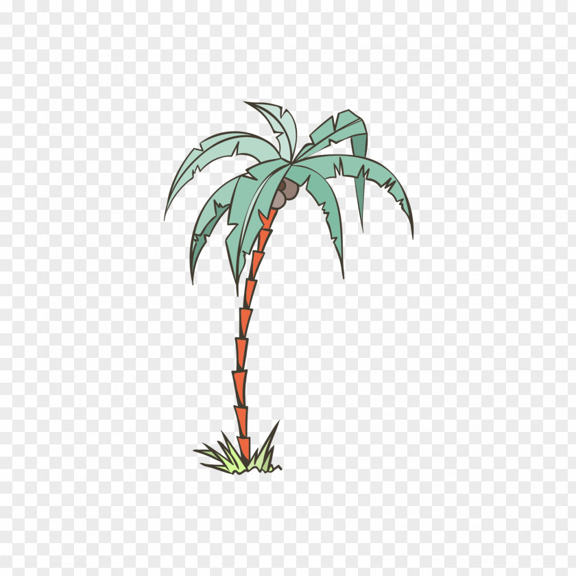 Red Green Coconut Tree Arecaceae Illustration PNG