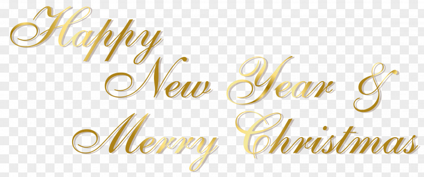 Gold Happy New Year And Merry Christmas PNG Text Year's Day Clip Art PNG