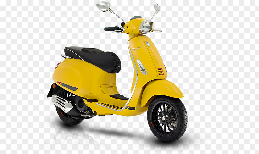 Yellow Vespa Piaggio Sprint Scooter Motorcycle PNG