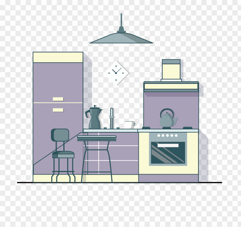 Purple Cartoon Creative Refrigerator Kitchen Living Room Bedroom Exhaust Hood PNG