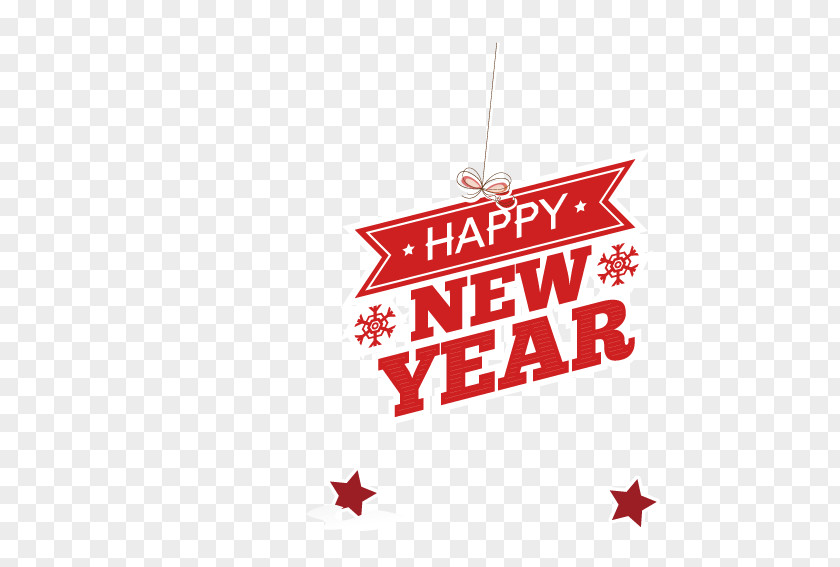 Vector Happy New Year Red Title Years Day Wish Card Greeting PNG