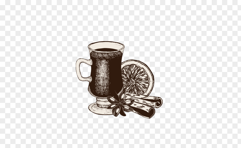 Hand-painted Lemon Black Tea Decorative Pattern Mulled Wine Juice Illustration PNG
