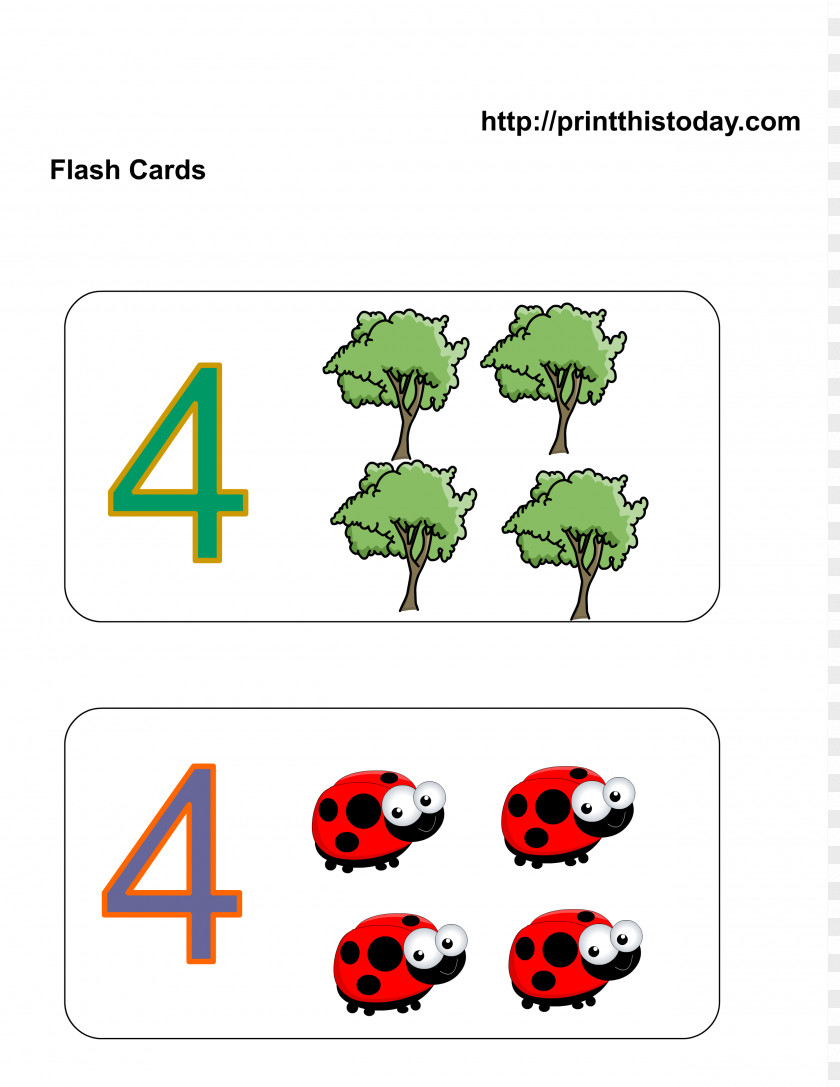 Number 4 Cliparts Worksheet Flashcard Mathematics Clip Art PNG