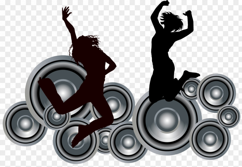 Nightclub Dance Music PNG Music, Sound and creative dancers , silhouette of two people in dance gestures clipart PNG