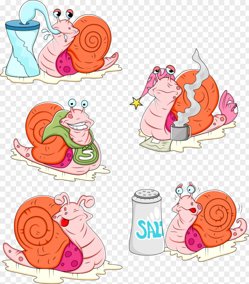 Vector Cartoon Snail Text Flower Clip Art PNG