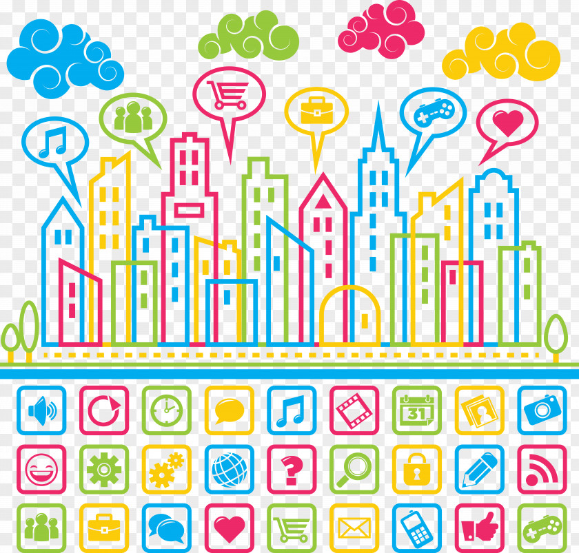 Colorful Social Media Icon Vector Material Force,Colorful Force Template Download PNG