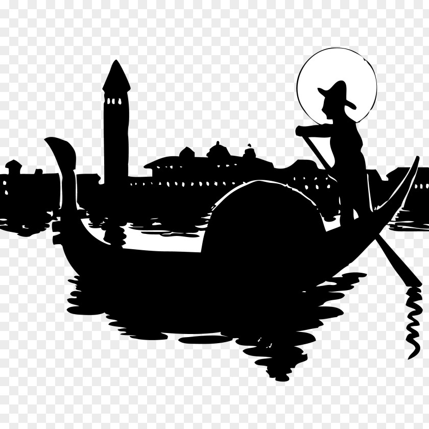 Vector Silhouette Of Venice Gondola Clip Art PNG