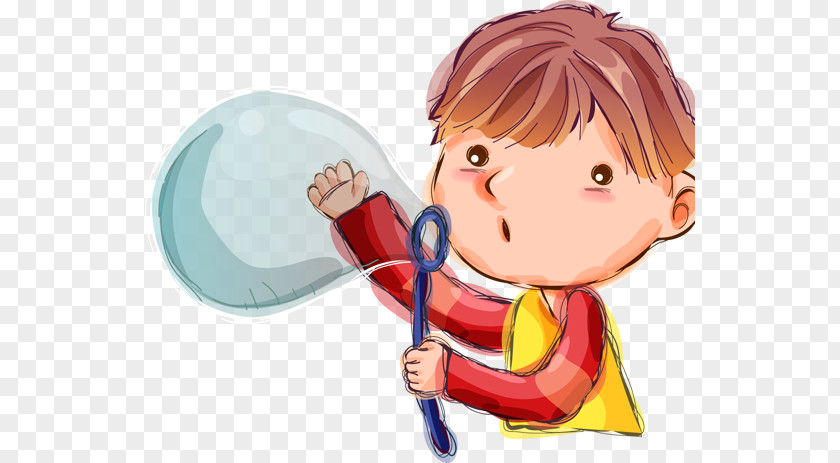 Boy Blowing Bubbles Romance Illustration PNG