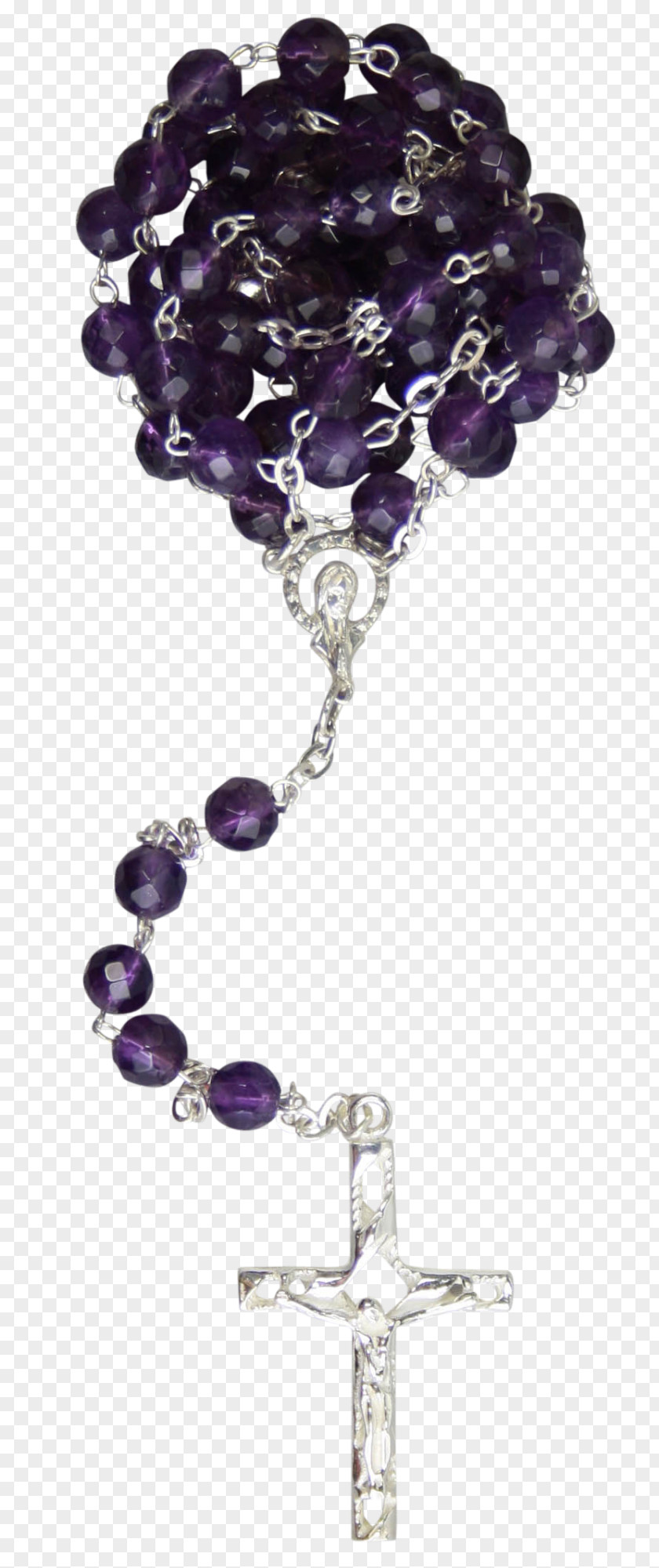 Devotion Rosary Amethyst Bead Crucifix Christian Cross PNG