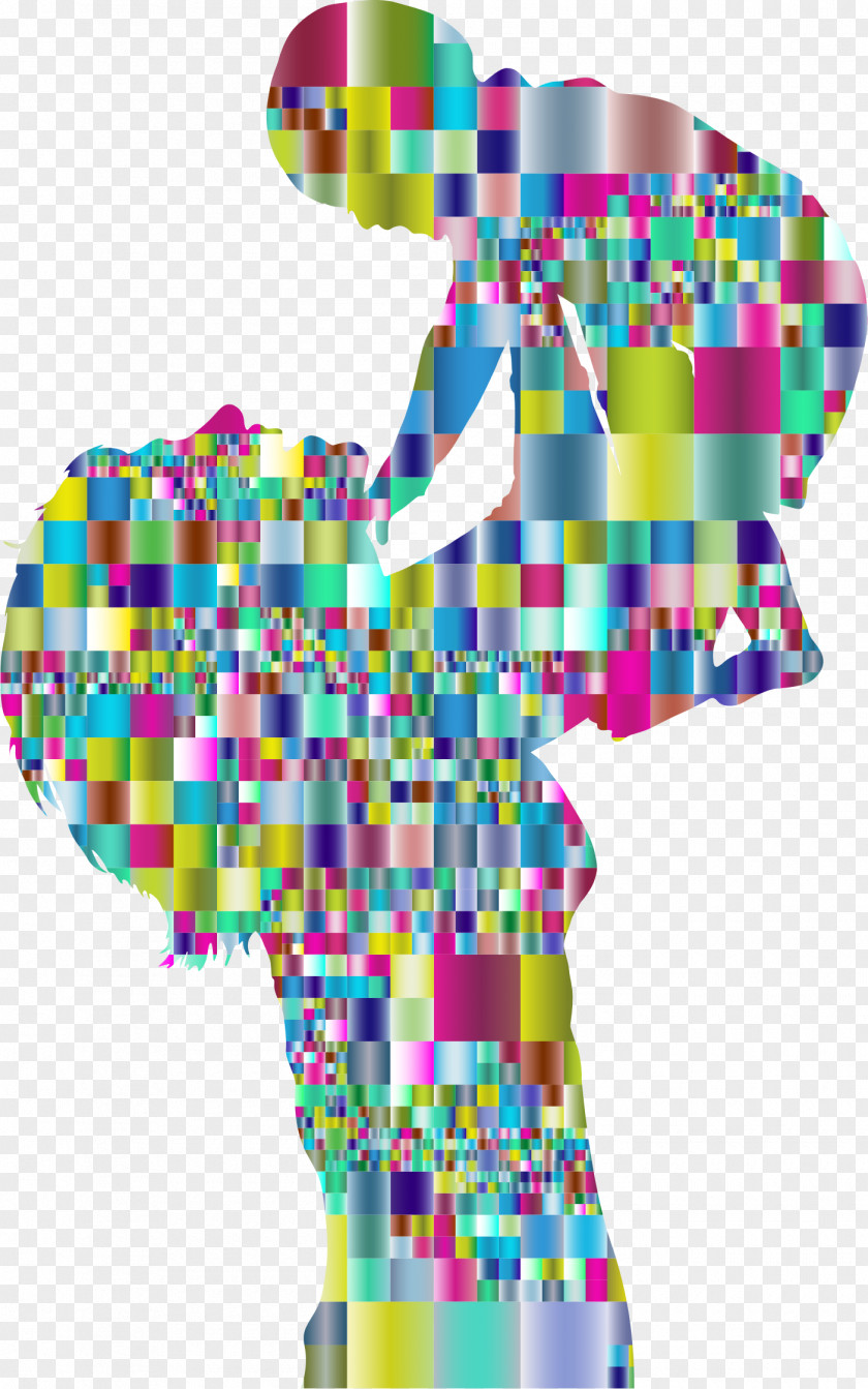 Mom And Baby Child Mosaic Silhouette Clip Art PNG
