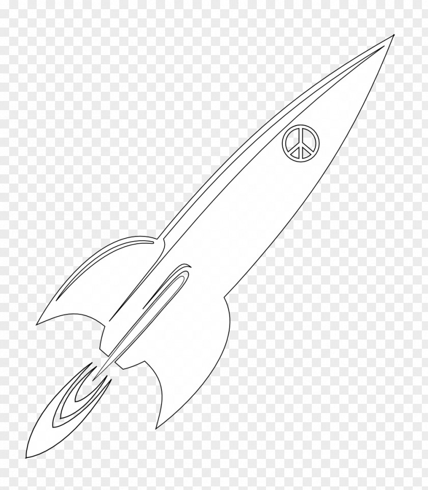 Rocket Line Art Black And White Drawing Clip PNG