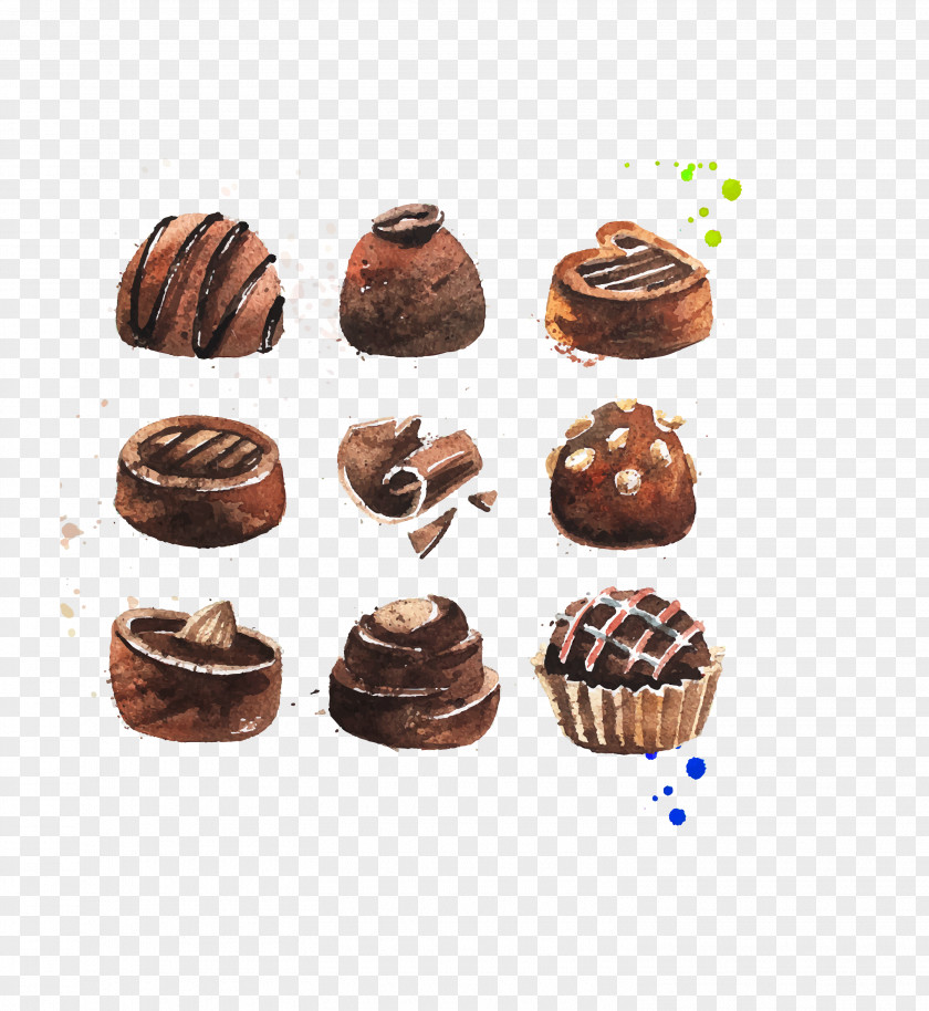 Vector Brown Chocolate Dessert Collection Truffle Cake Candy PNG