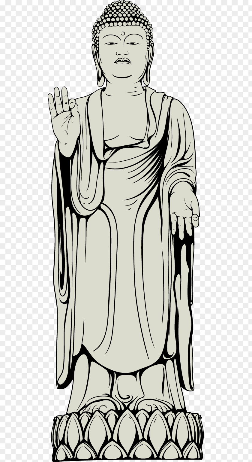 Vector Hand-painted Buddha Buddhahood Guanyin Clip Art PNG