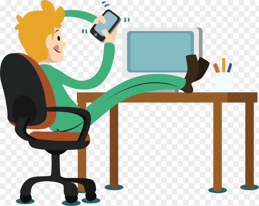 Work To Play Mobile Phone Cartoon Illustration PNG