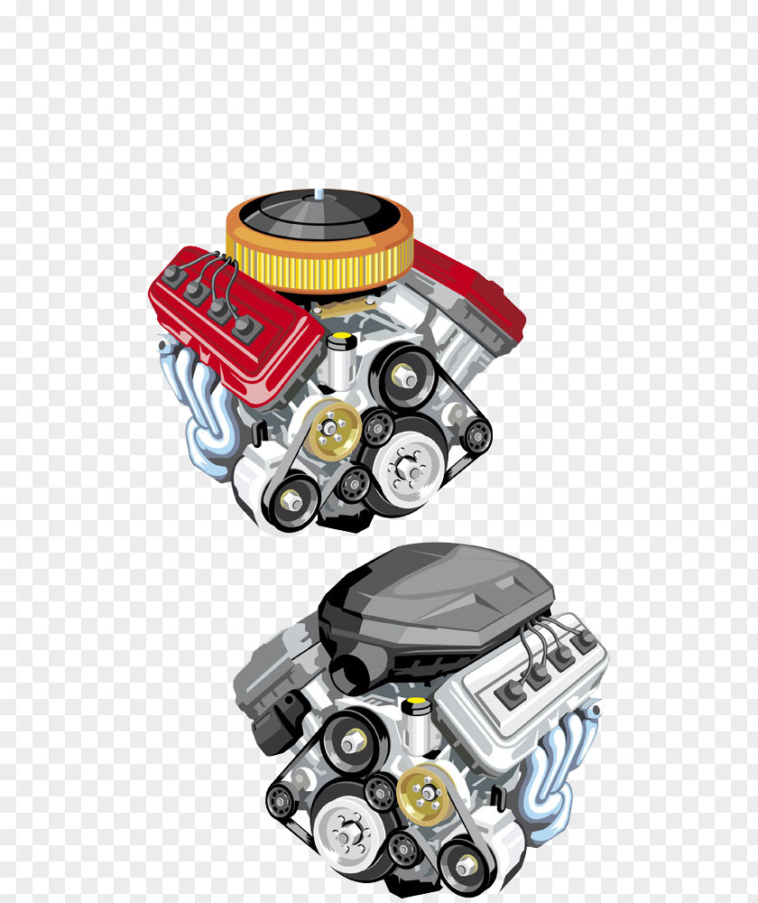 Hand-painted Cartoon Car Engine Exhaust System Mechanics Automobile Repair Shop Shutterstock PNG