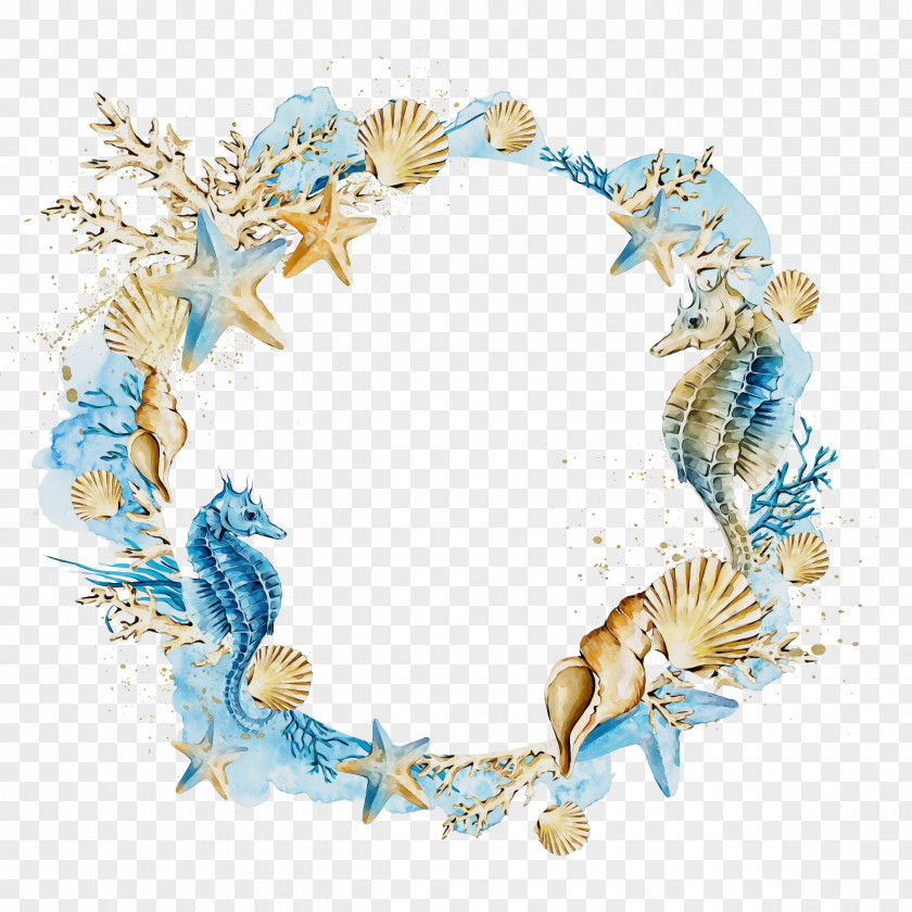 Shell Jewellery Watercolor Wreath Background PNG