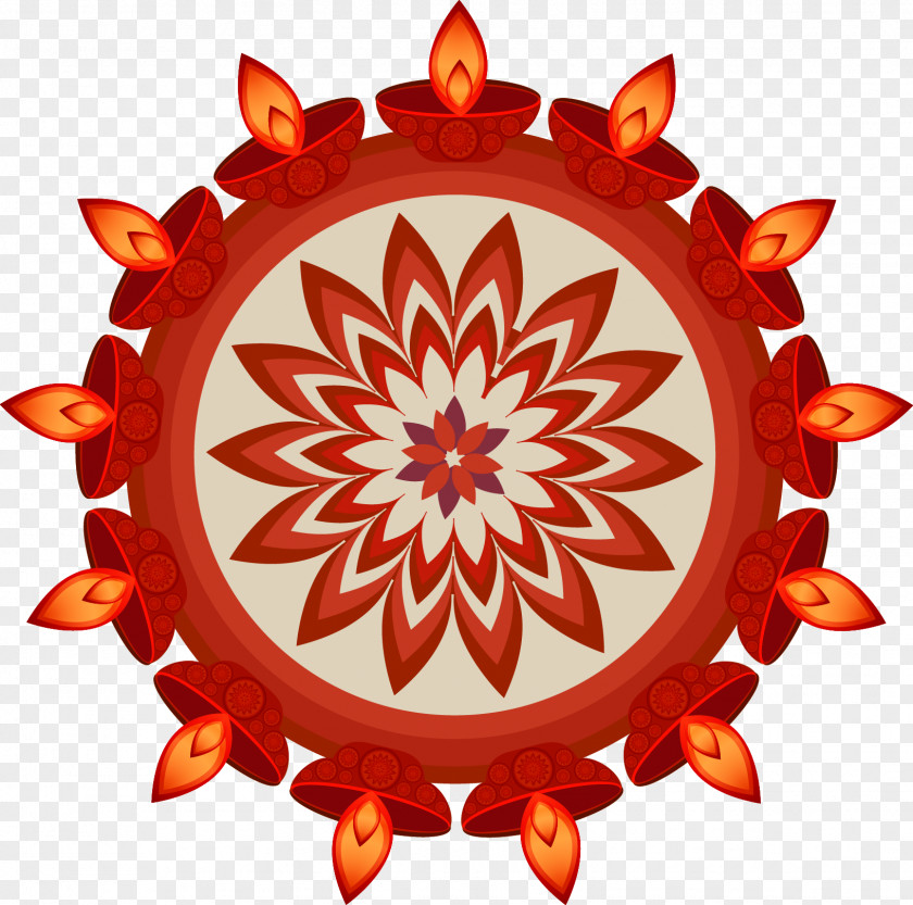 Vector Red Candle Rangoli Diwali Diya Stock Photography PNG