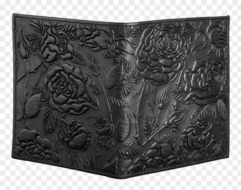 Wallet Wild Rose Black Metal White PNG