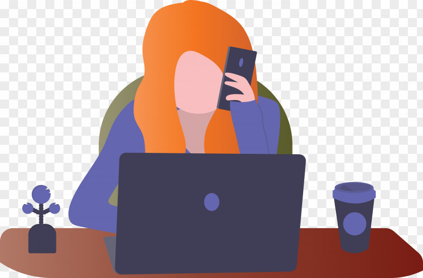 Working Woman At Desk PNG