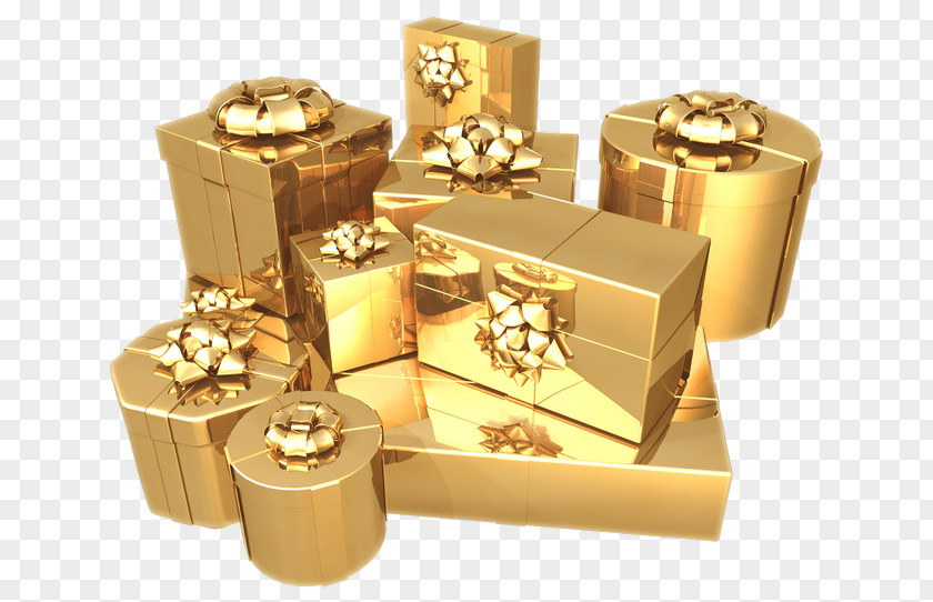 Gift Paper Wrapping Box Gold PNG