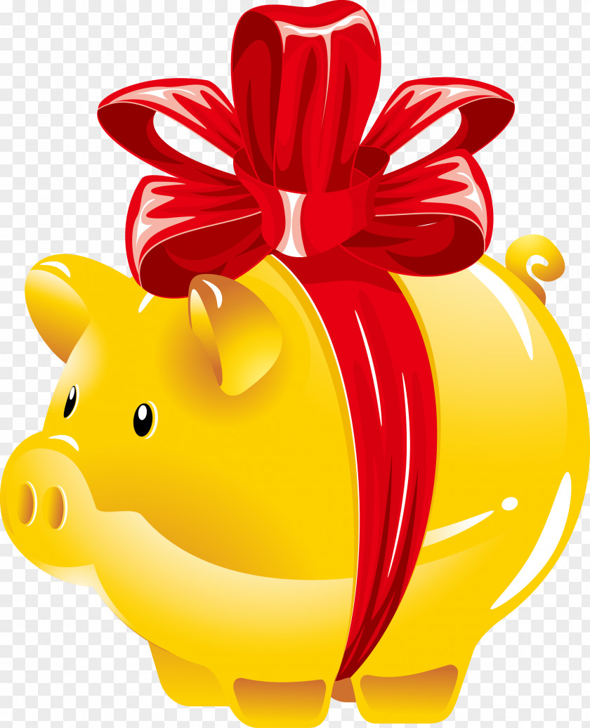 Vector Gift Of The Golden Pig Domestic Piggy Bank Clip Art PNG