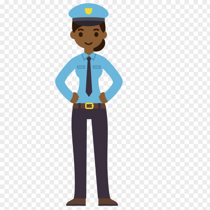 A Uniformed Traffic Policeman Cartoon Drawing Animation PNG