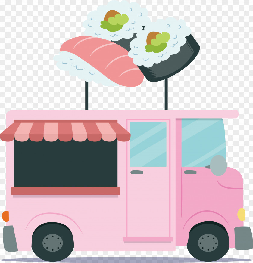 Pink Japanese Sushi Dining Car Cuisine Fast Food PNG