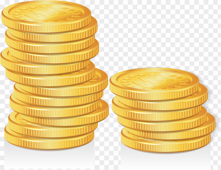 Vector Hand Painted Gold Coins Coin Clip Art PNG
