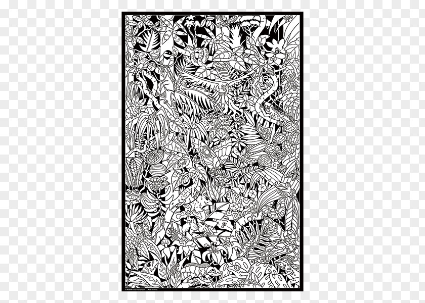 Jungle Forest Artist Poster Watercolor Painting Black And White PNG