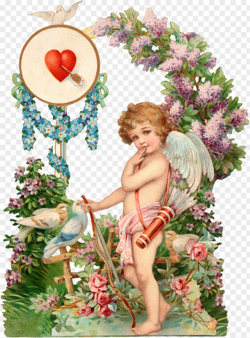 Cupid Decorative Pattern Valentines Day Paper Greeting Card Postcard PNG