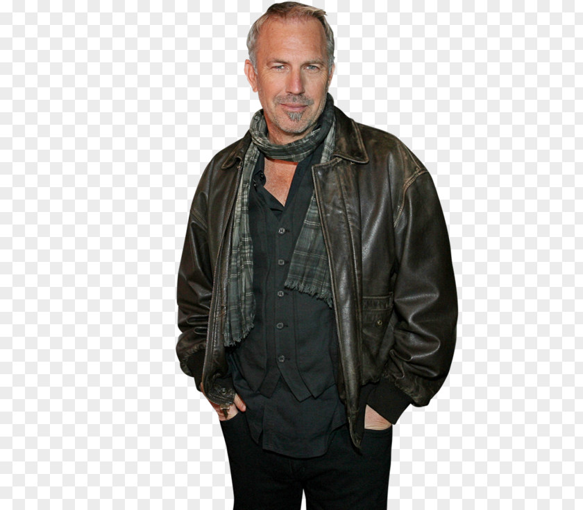 Kevin Costner Leather Jacket Hood Fashion Coat PNG