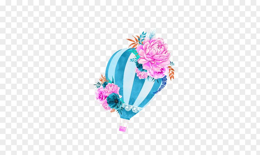 Blue Fresh Hot Air Balloon Decorative Patterns Wedding Invitation Paper Baby Shower PNG