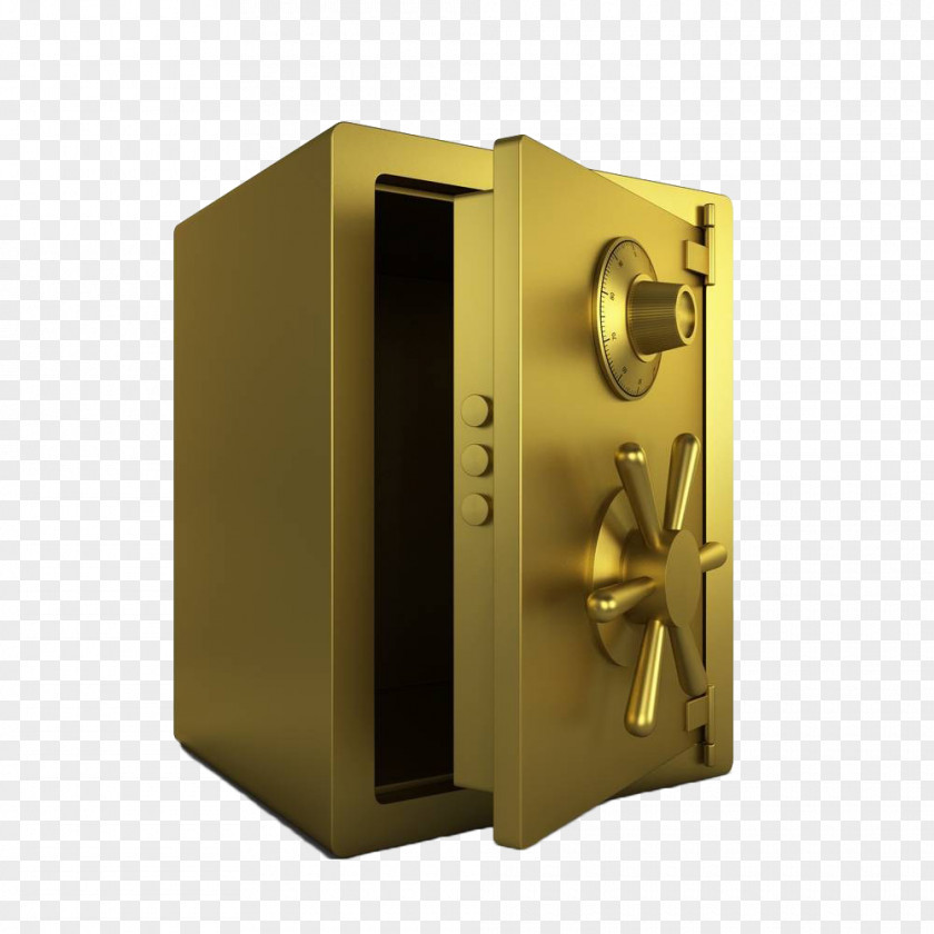 Hand-painted Gold Safe Deposit Box Photography Bank PNG