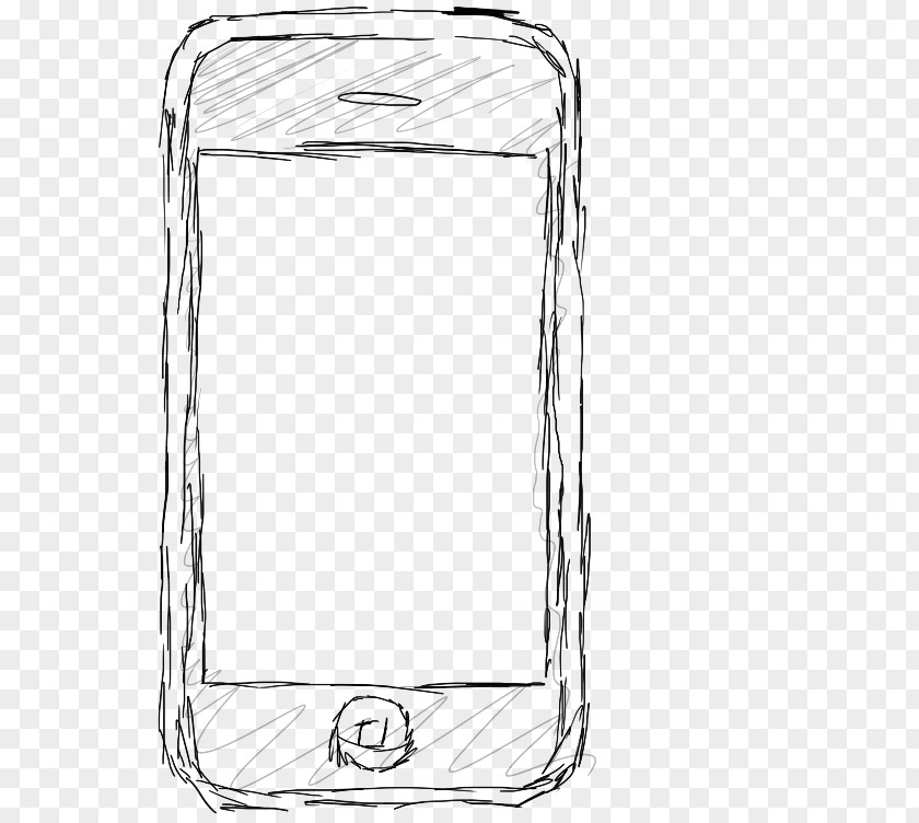 Telephone Mockup Drawing Black And White IPhone Sketch PNG