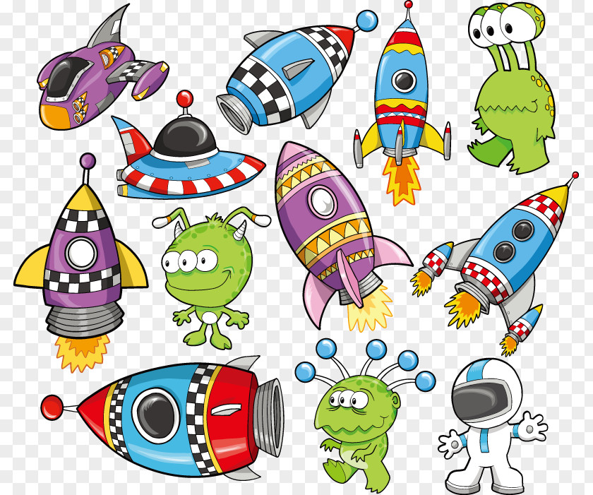 Lovely Hand-painted Illustration Of Children Outer Space Royalty-free Spacecraft Clip Art PNG