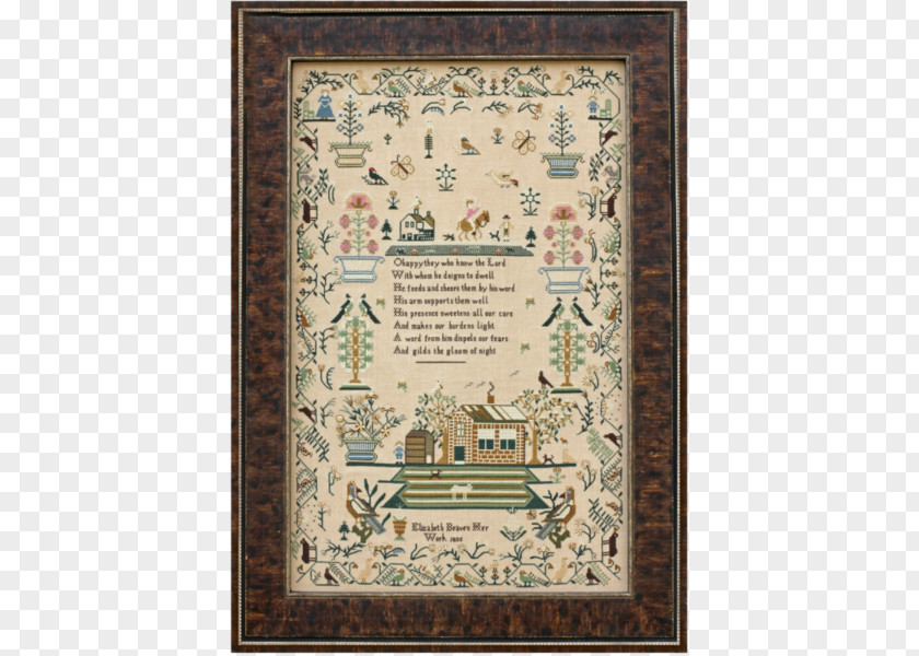 Miss Elizabeth Sampler Cross-stitch Needlework Antique PNG