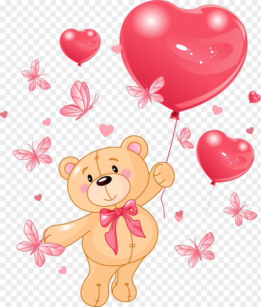 Teddy Bear Stock Photography PNG bear photography , Butterfly Balloon, brown holding heart-shaped red balloon illustration clipart PNG