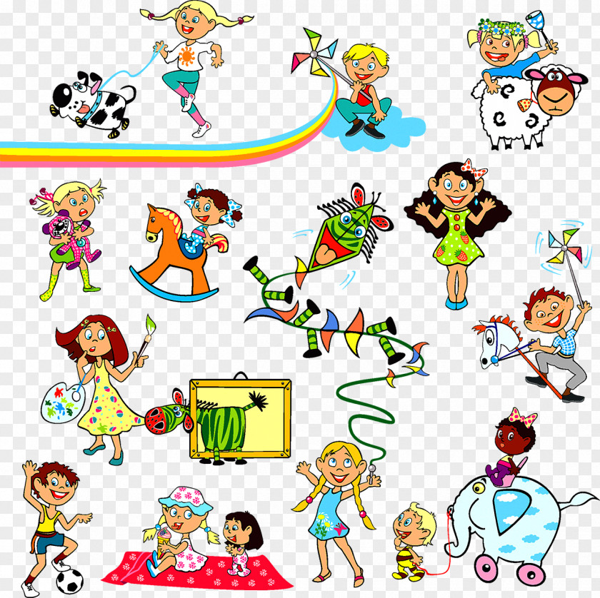 Children Playing Illustration Child Cartoon Icon PNG