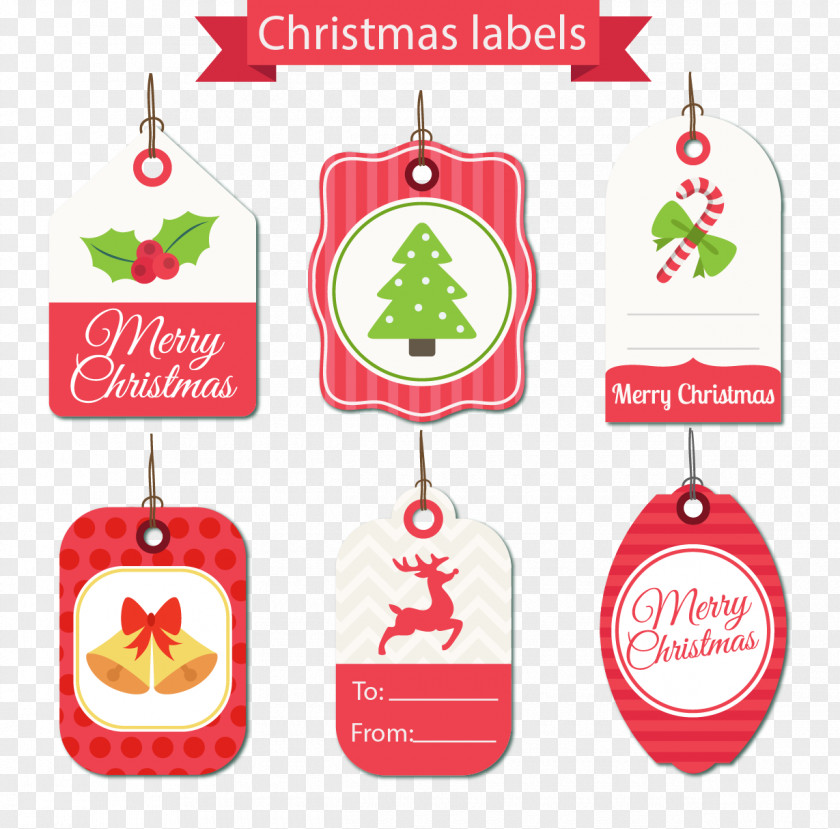 Vector Hand-painted Christmas Tag PNG
