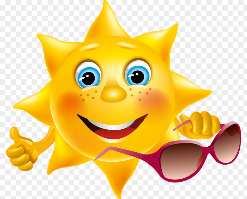 Cartoon Sun Smiley Emoticon Clip Art PNG