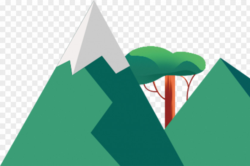 Castle Peak Trees Decorated Flat Cartoon PNG