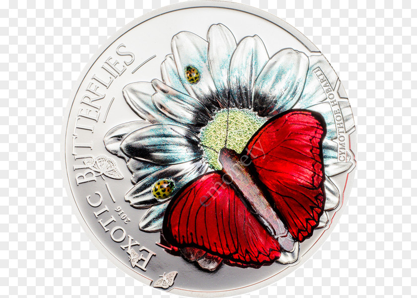 Morpho Menelaus Butterfly Hobart's Red Glider Tanzania Silver Coin PNG