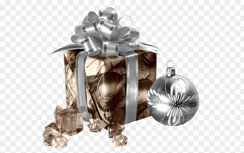 Silver Ribbon Gift Box Christmas Gift-bringer PNG