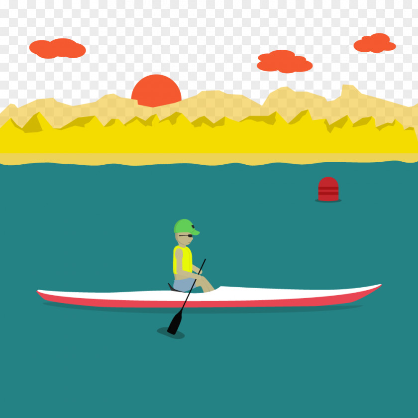 Vector Rowing Boat Canoe Illustration PNG