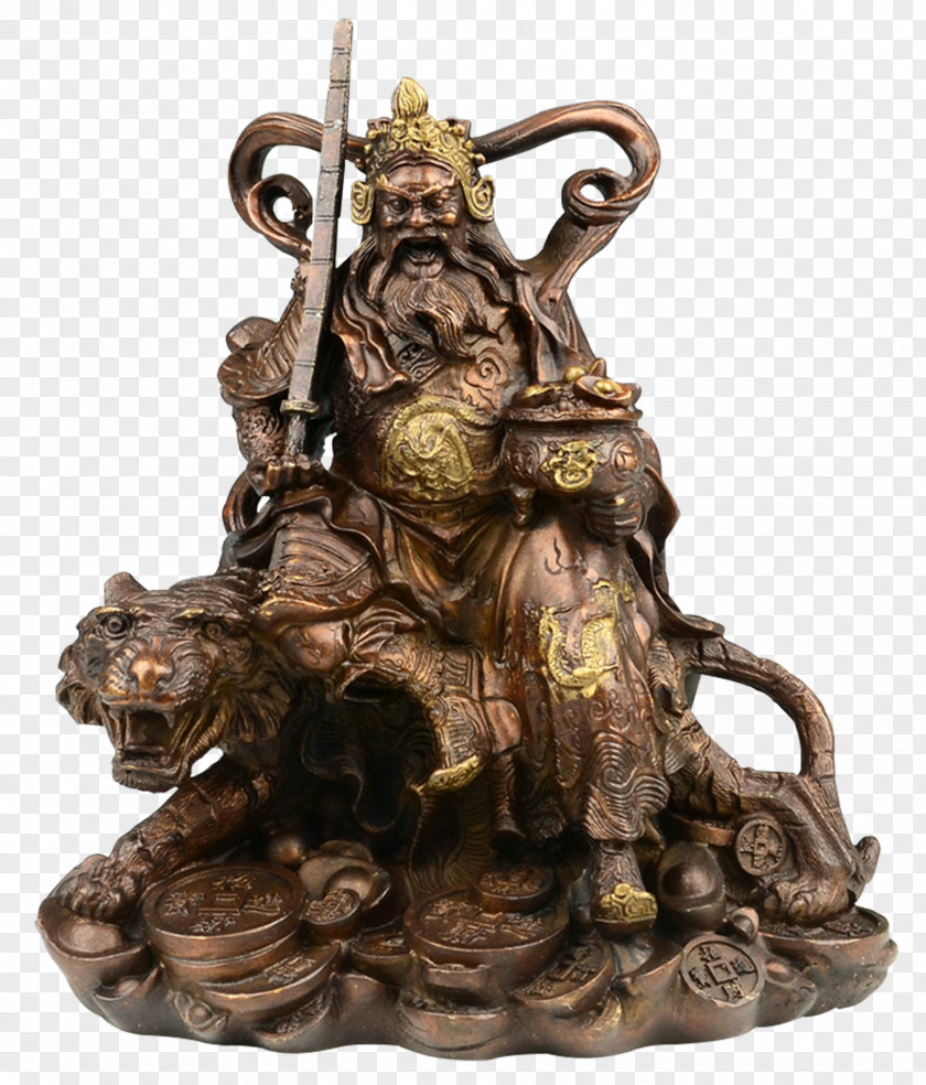 Brass Zhaogong Statue Caishen PNG