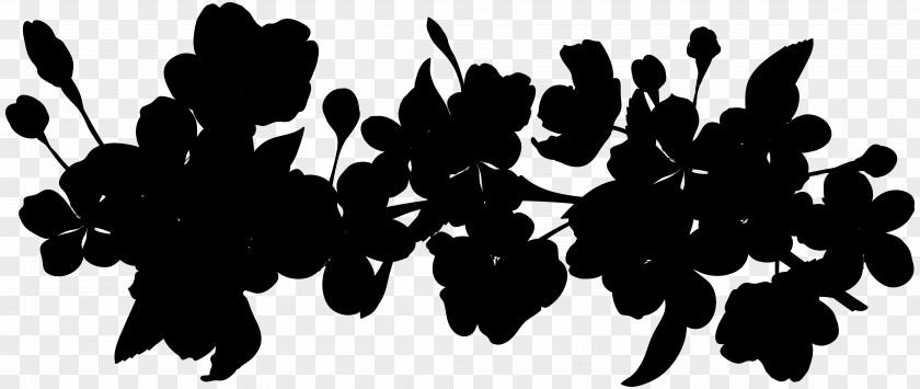 Vitis Blackandwhite Flower Silhouette PNG
