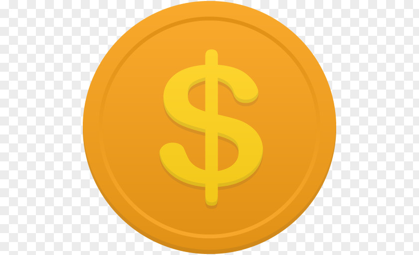 Coin Us Dollar Symbol Trademark Yellow Orange Circle PNG