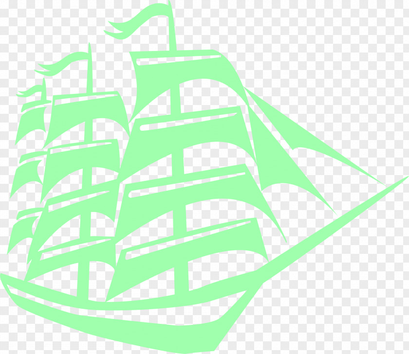 Simple Green Sailing Boat Ship Sailboat Mast PNG