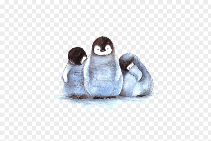 Hand Drawn Penguin Baby Penguins Art Drawing Watercolor Painting PNG