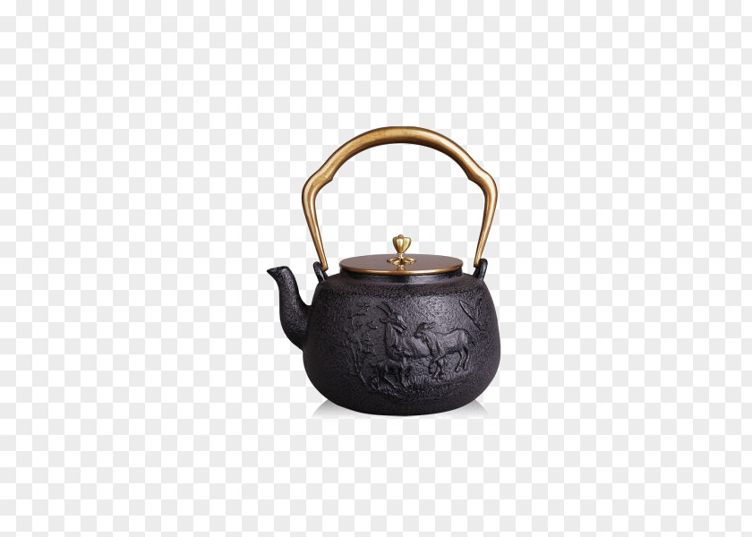 Auspicious Beginning Cast Iron Teapot Coffee Kettle PNG